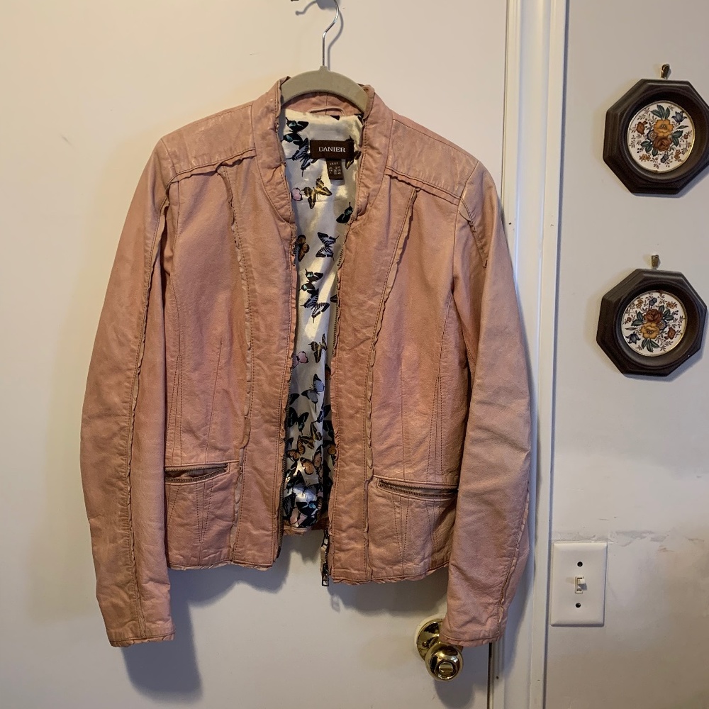 Danier Pink Leather butterfly jacket